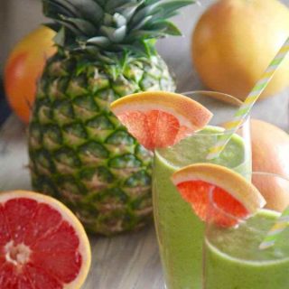Healing Pink Grapefruit Green Detox Smoothie by Delicious Table
