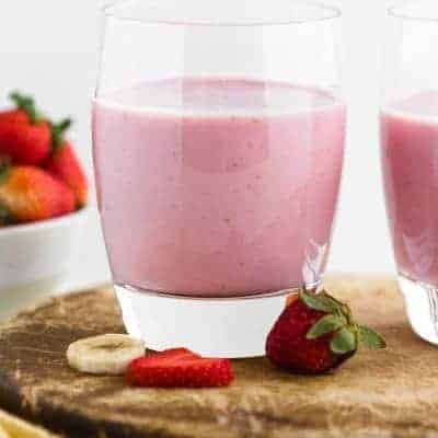 High Protein Strawberry Banana Smoothie by A Clean Bake